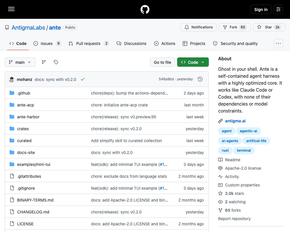 Ante — терминальный coding-агент на Rust с локальным инференсом и нулевыми зависимостями