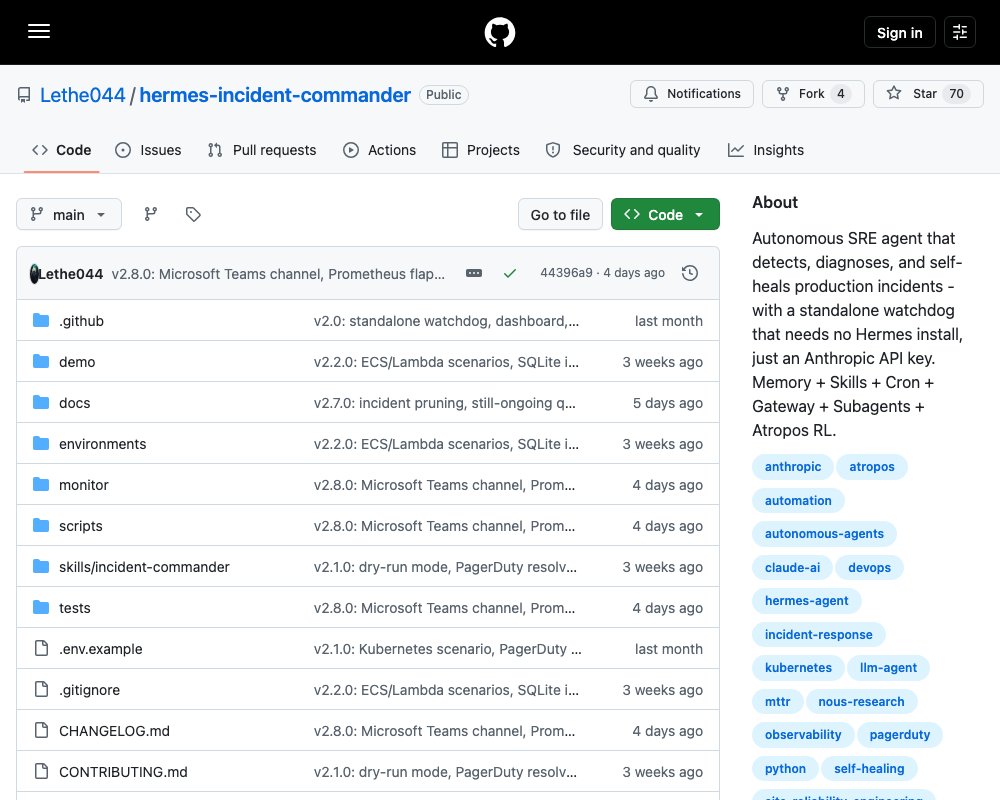 Hermes Incident Commander — автономный SRE-агент для реагирования на инциденты