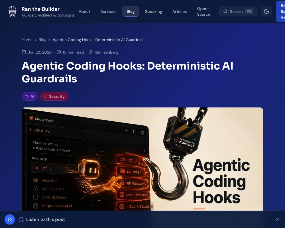 Agentic Coding Hooks: детерминированные ограждения для AI-агентов