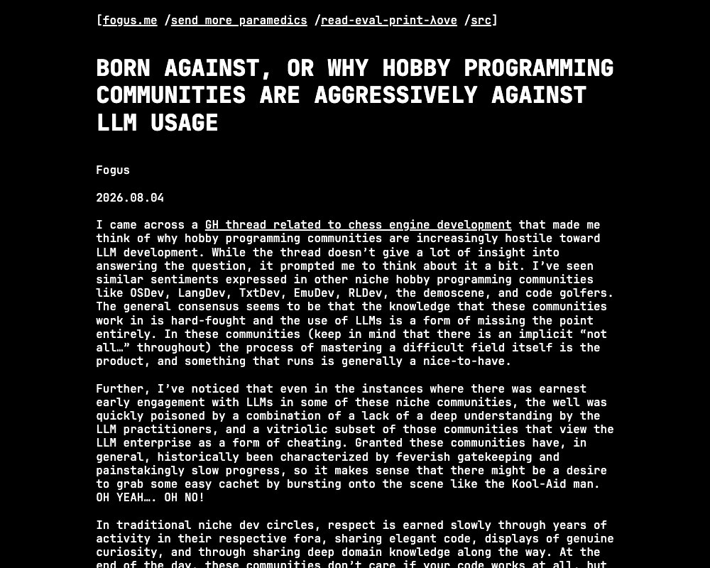 Почему хобби-сообщества разработчиков настроены против LLM