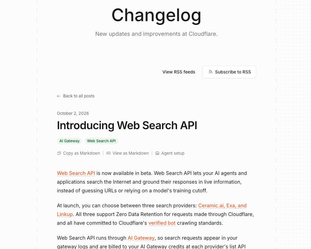 Cloudflare Web Search API: поиск в интернете для ИИ-агента
