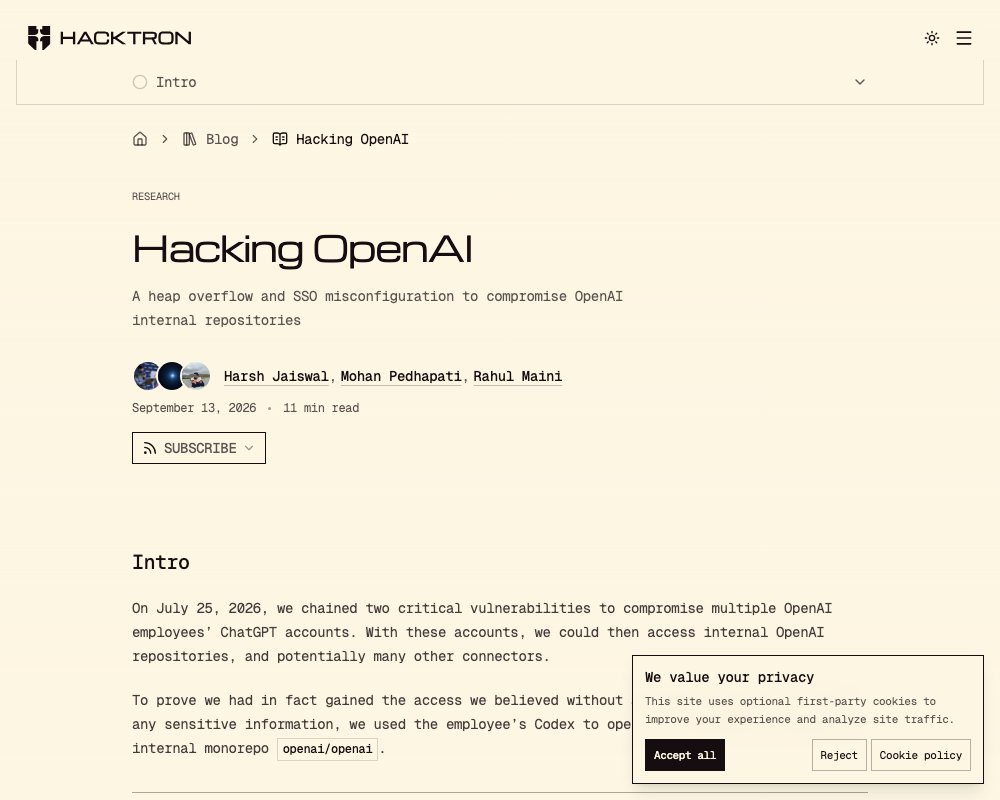 Взлом OpenAI: переполнение кучи в libheif и брешь в SSO, открывшие путь к внутренним репозиториям