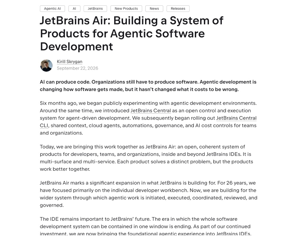 JetBrains Air: система продуктов для агентной разработки вместо одного окна IDE