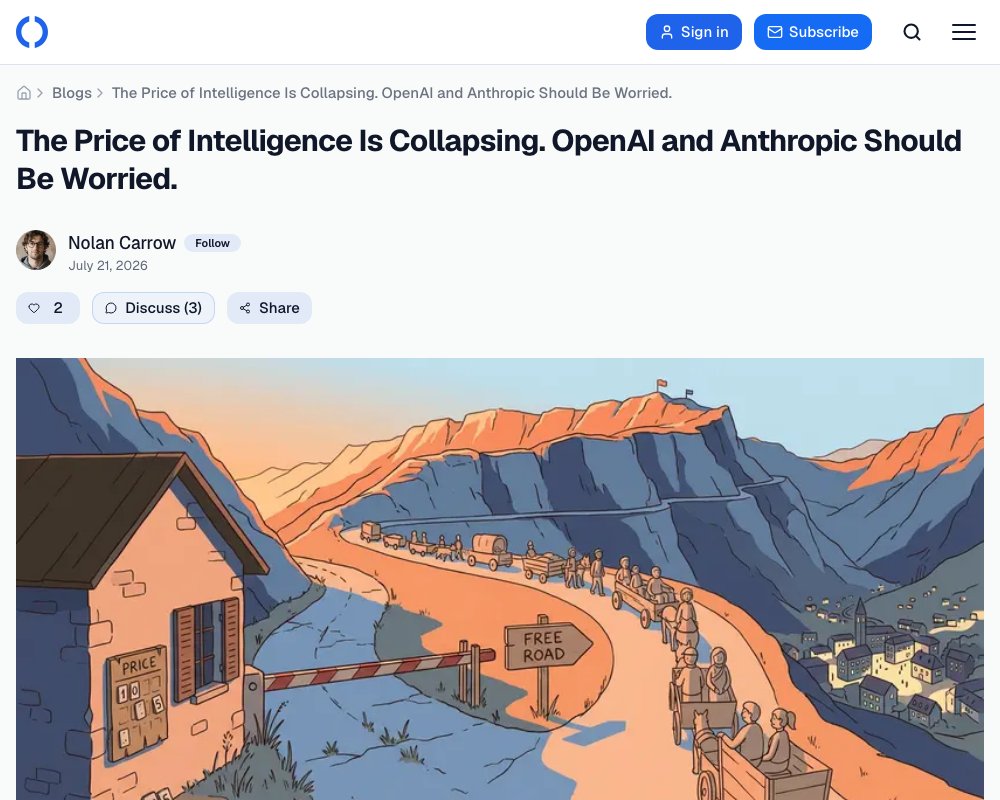 Цена интеллекта рушится. OpenAI и Anthropic должны беспокоиться