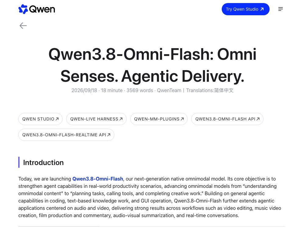Qwen3.8-Omni-Flash: омни-модальная модель для агентных сценариев