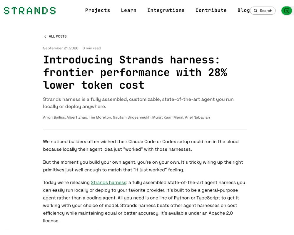 Strands Harness: универсальный агентный harness с экономией токенов