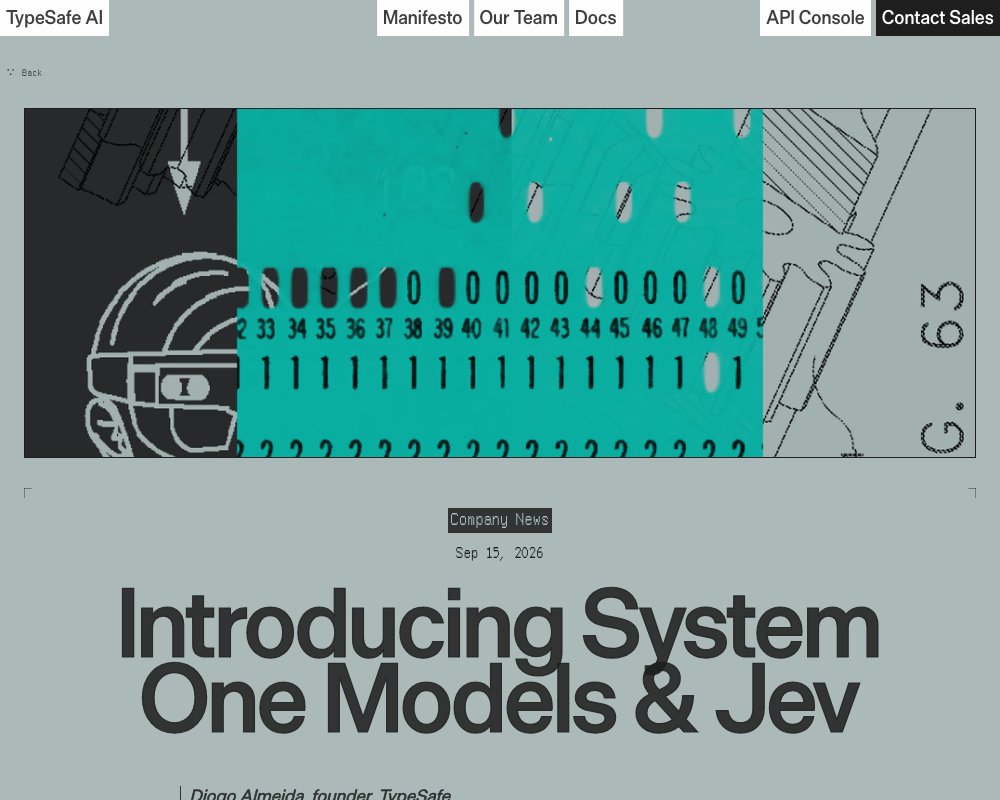 System One Models и Jev: TypeSafe AI выпустила модели для быстрых структурных решений