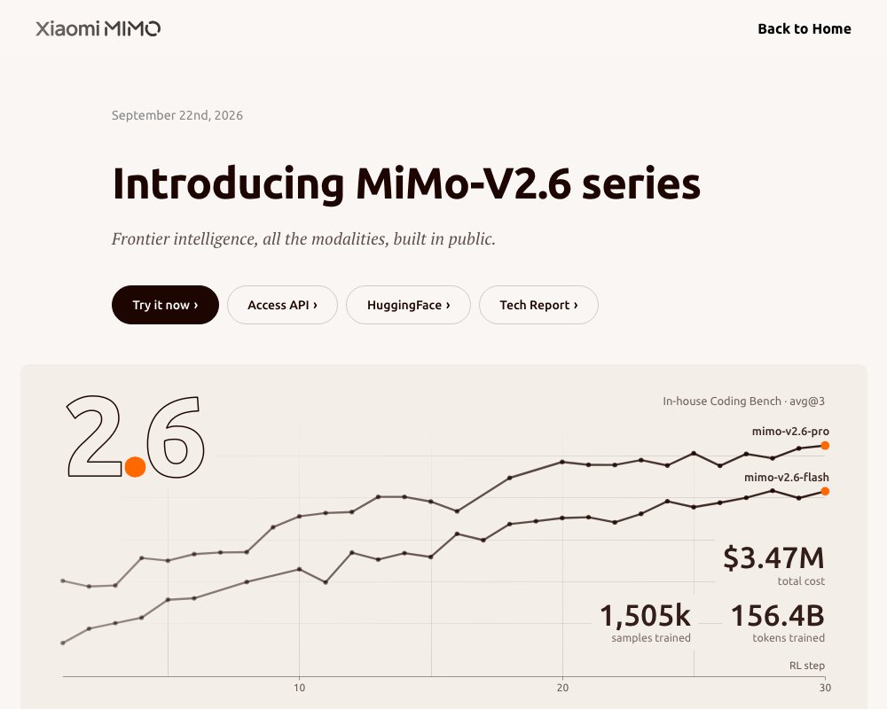 Xiaomi MiMo-V2.6: открытая омнимодальная серия с масштабируемым RL