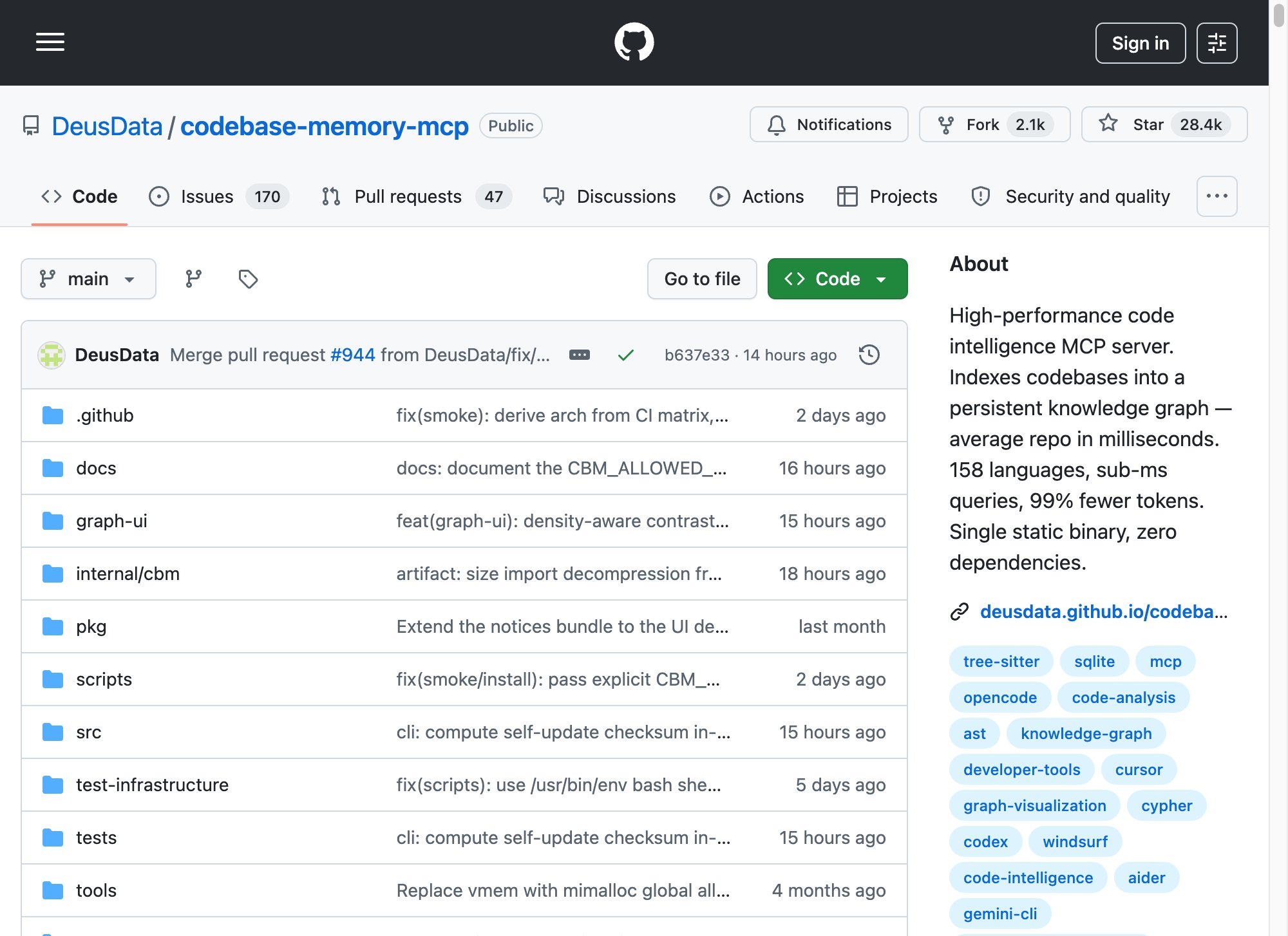 codebase-memory-mcp — граф знаний кода на чистом C с индексацией за миллисекунды