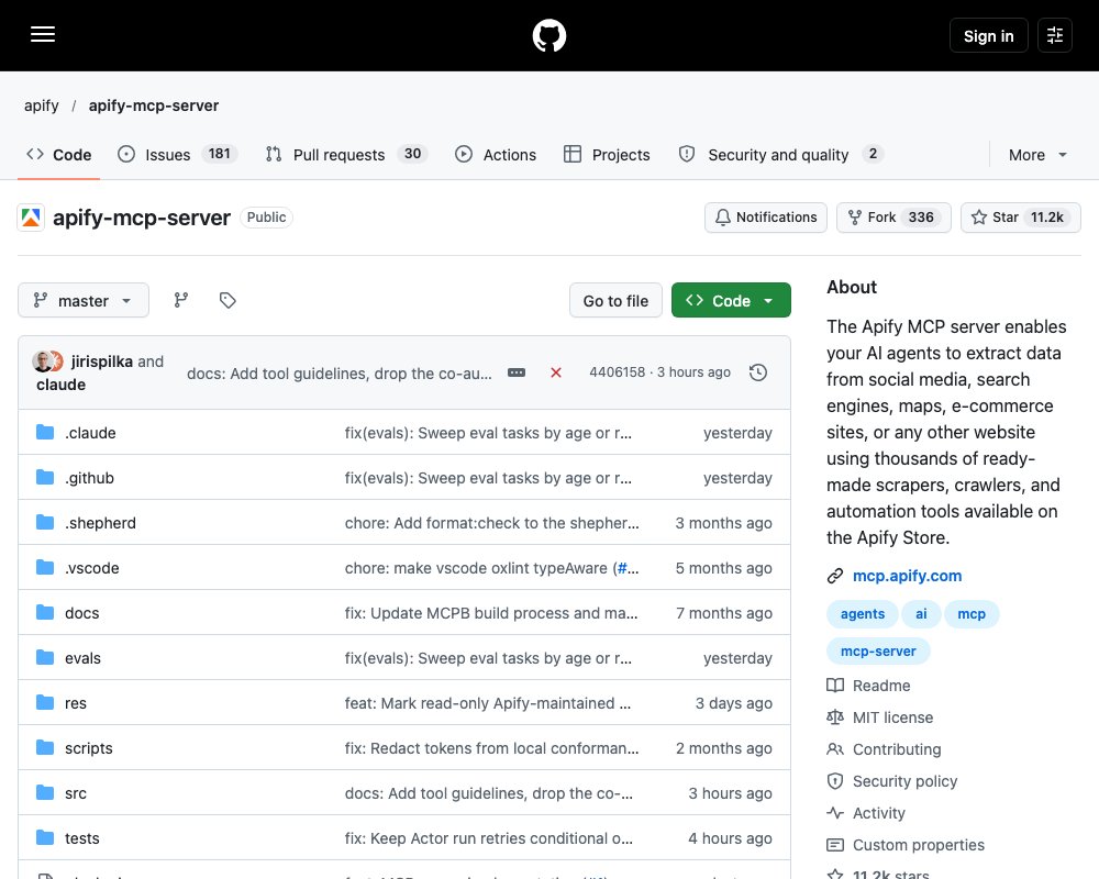 Apify MCP Server — тысячи готовых скраперов и краулеров как инструменты для ИИ-агента