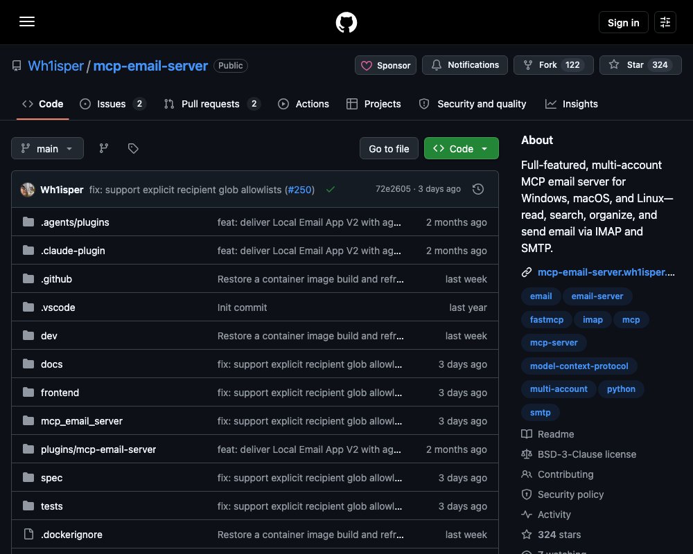 MCP Email Server — мультиаккаунтная почта для ИИ-агентов по IMAP и SMTP