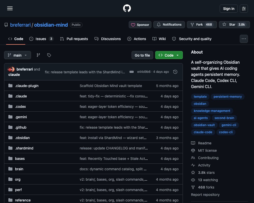 Obsidian Mind — персистентная память для ИИ-агентов через Obsidian