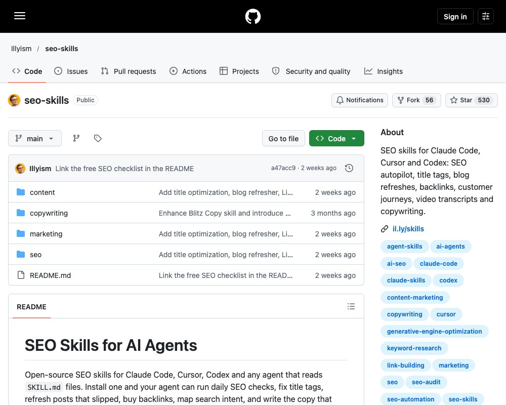 seo-skills — 11 навыков для агента: ежедневный SEO, обновление блога, внешние ссылки и копирайтинг