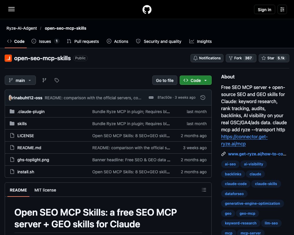 Open SEO MCP Skills: восемь SEO- и GEO-навыков для Claude под лицензией MIT