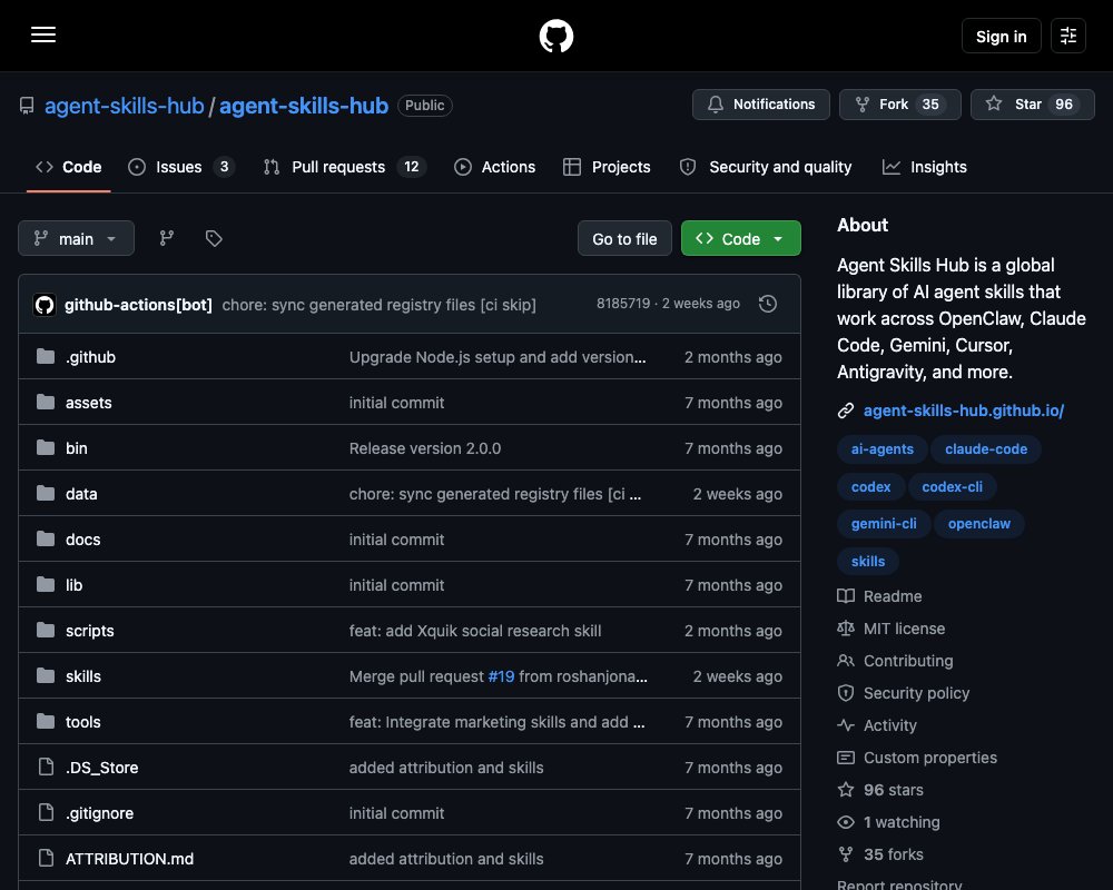 Agent Skills Hub — реестр из 790+ навыков для AI-агентов