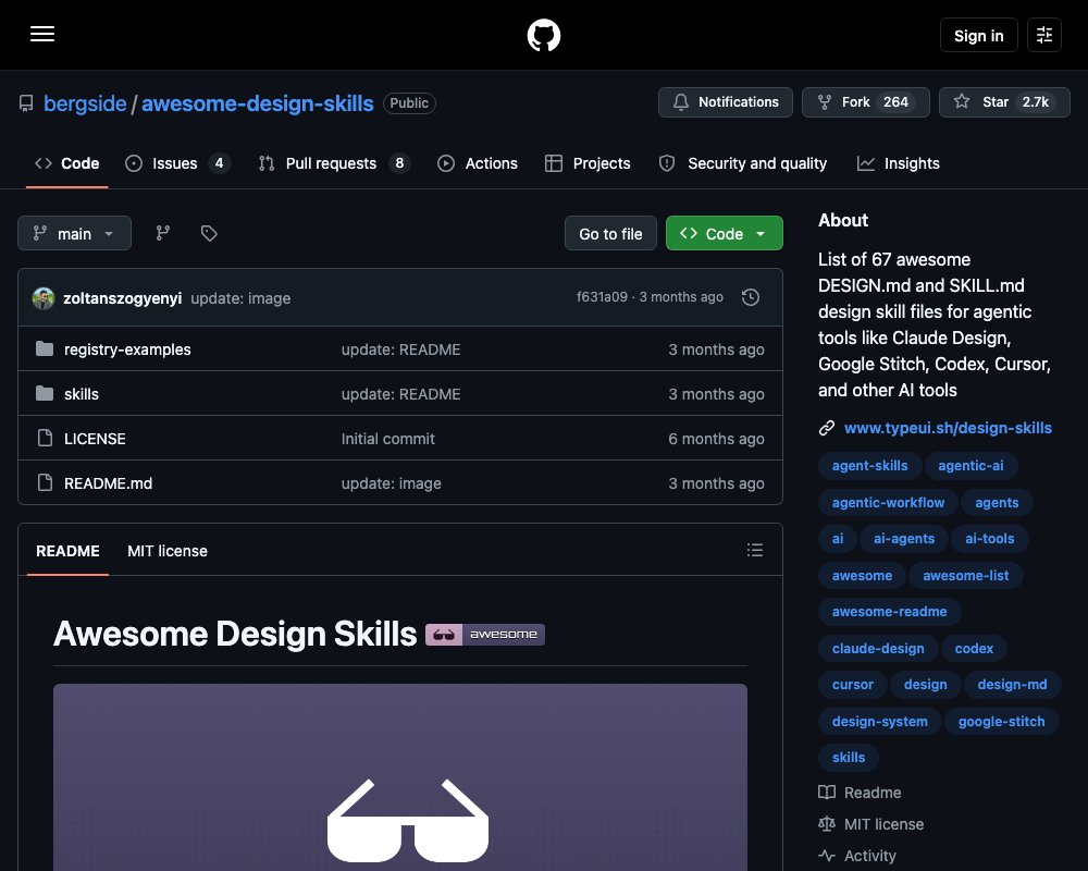 Awesome Design Skills: 67 дизайн-скиллов для Claude Code, Cursor и Codex