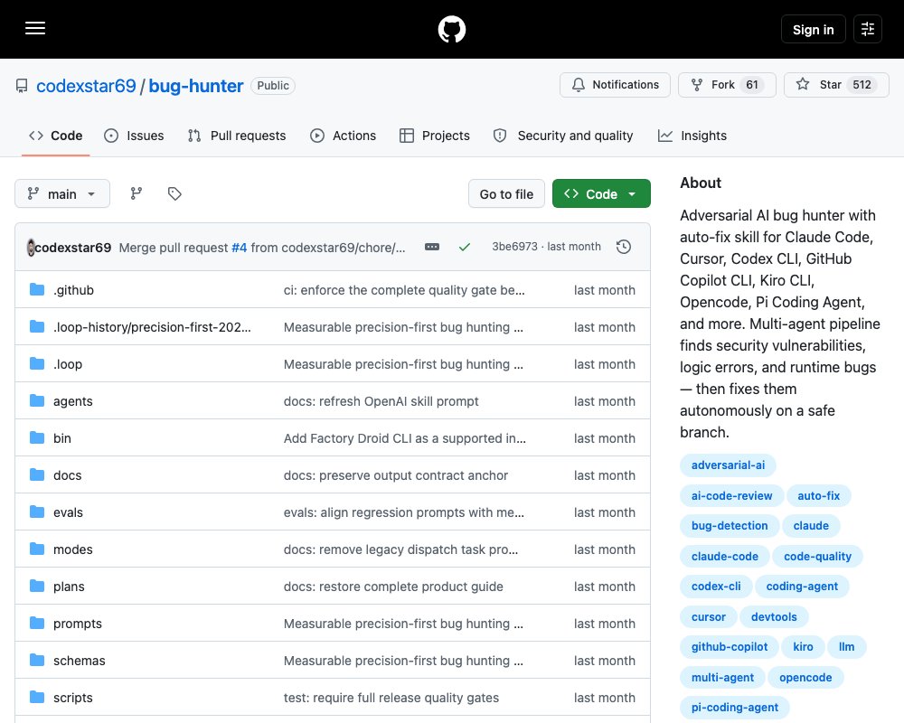 Bug Hunter — Аудит кода с использованием состязательных методов для агентов ИИ