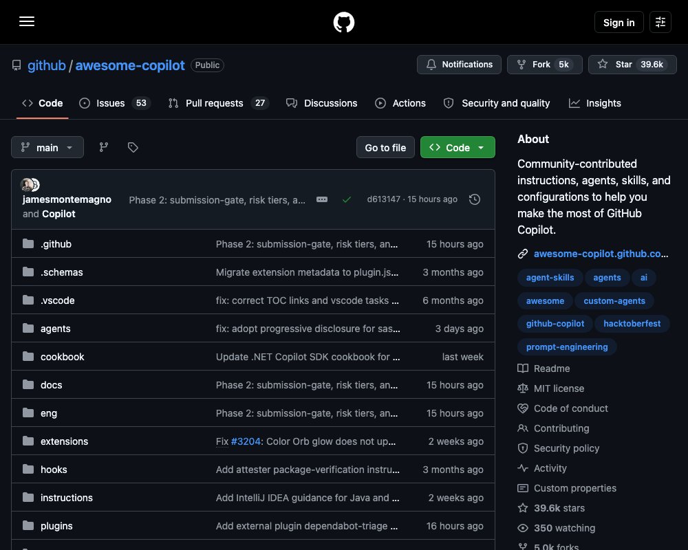 Awesome GitHub Copilot — коллекция агентов, инструкций и скиллов от сообщества