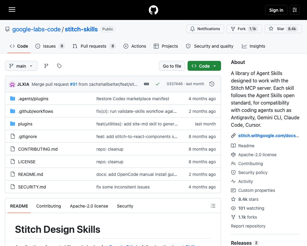 Stitch Design Skills — набор агентских навыков для Google Stitch
