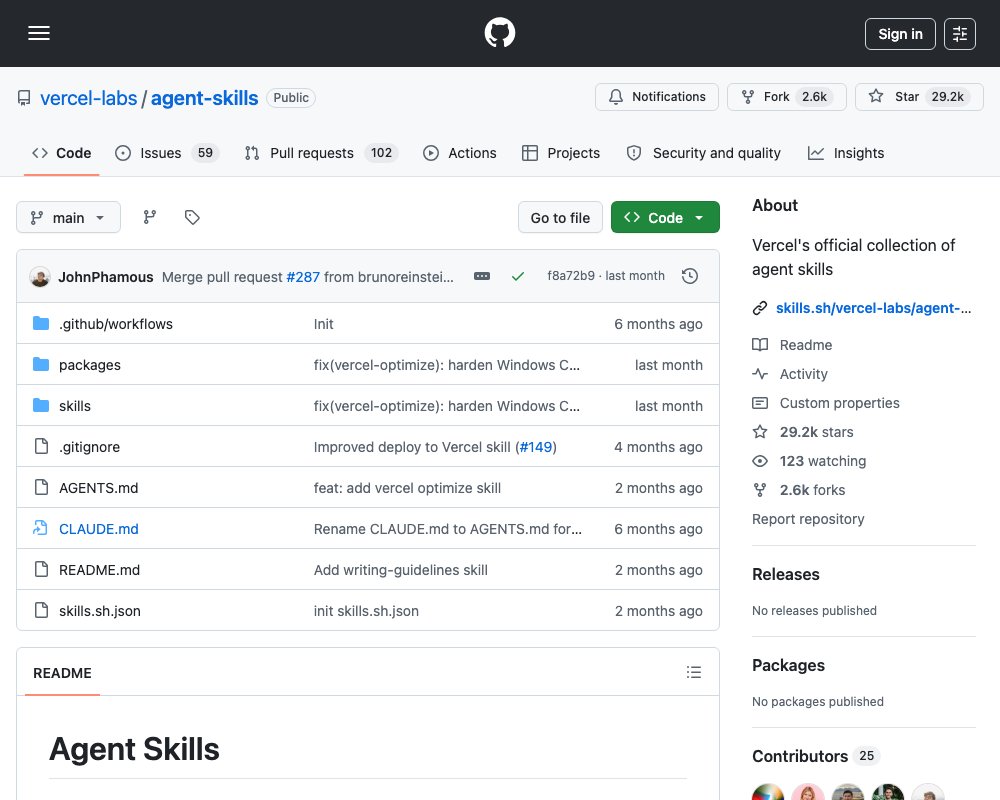 Agent Skills — официальная коллекция навыков для AI-агентов от Vercel