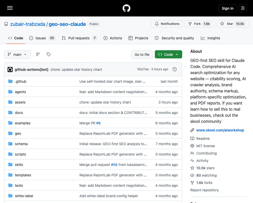 geo-seo-claude — GEO-скилл для Claude Code: аудит и оптимизация сайтов под AI-поиск