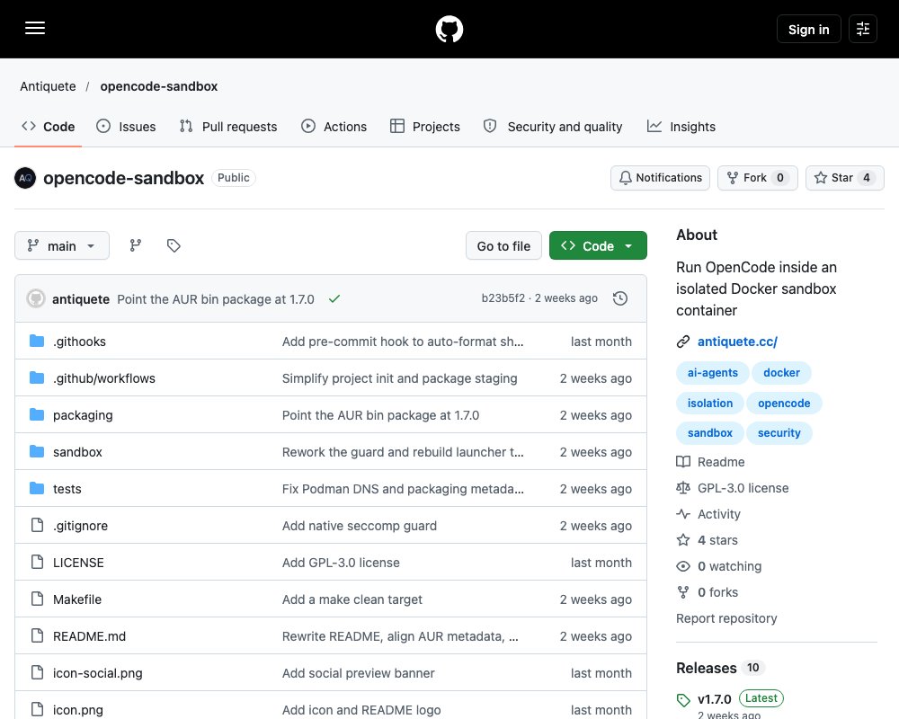 opencode-sandbox — OpenCode в изолированном контейнере Docker