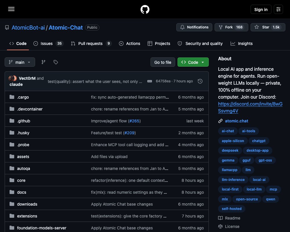 Atomic Chat — локальный ИИ-клиент и движок инференса для агентов