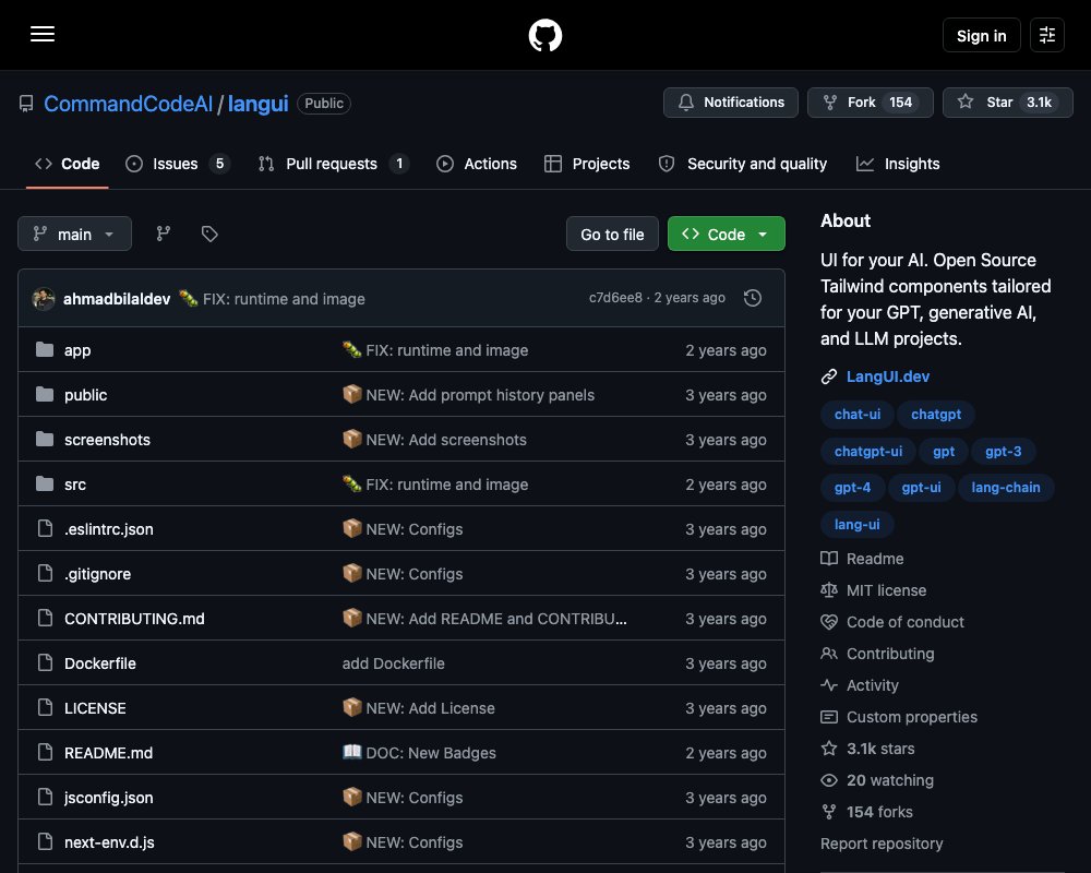 LangUI — Tailwind-компоненты для интерфейсов AI-приложений