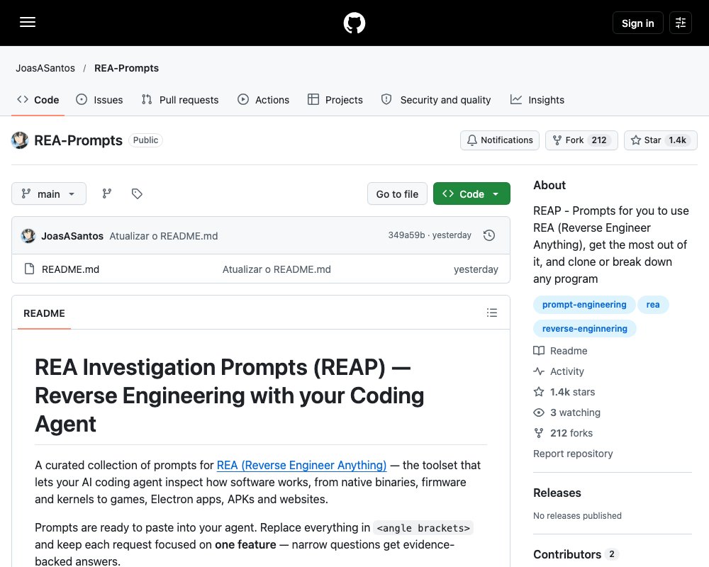 REAP — промпты для REA: реверс-инжиниринг любого софта через AI-агента