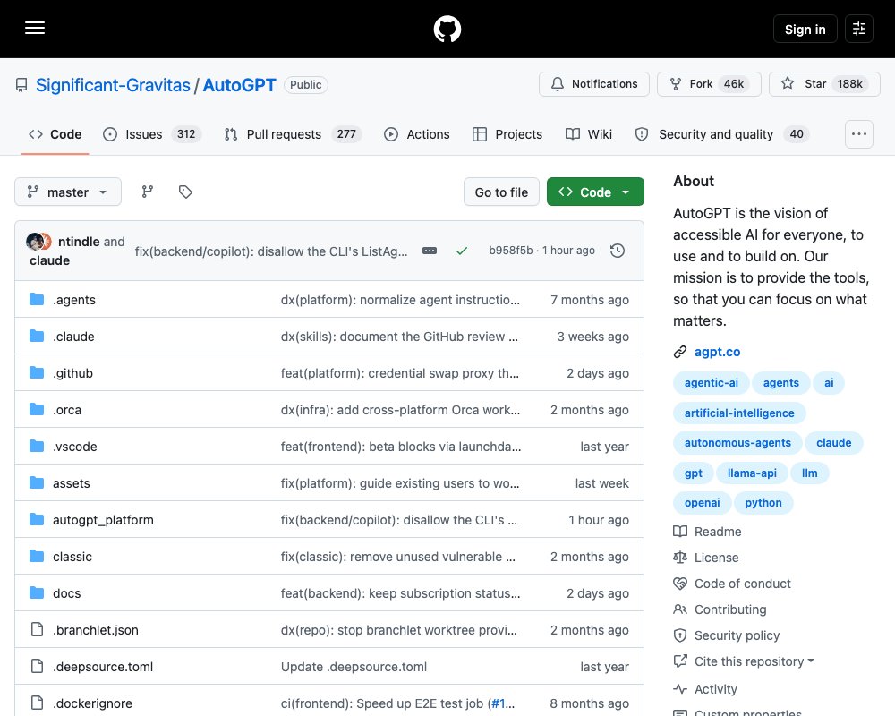 AutoGPT — платформа с открытым кодом для ИИ-агентов