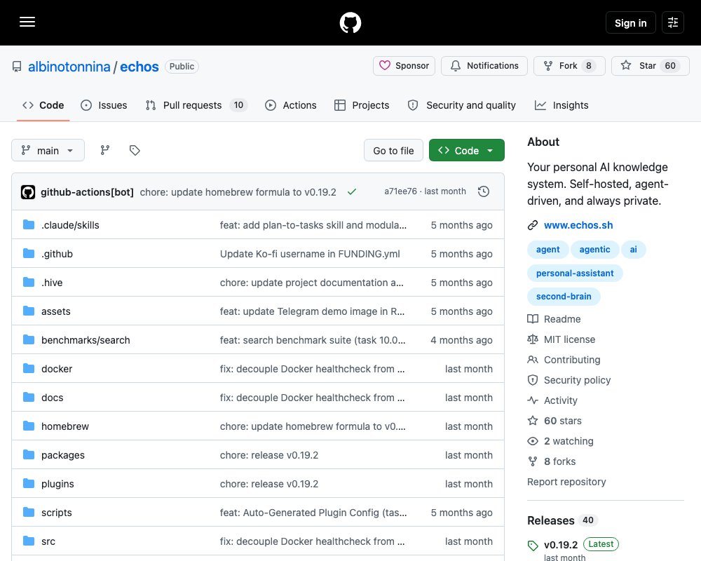 EchOS — self-hosted агентная система знаний с интерфейсом в Telegram