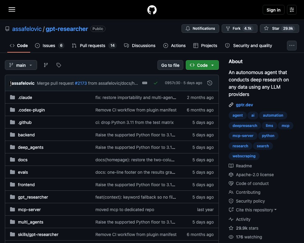 GPT Researcher — автономный агент для глубоких исследований с отчётами и ссылками на источники