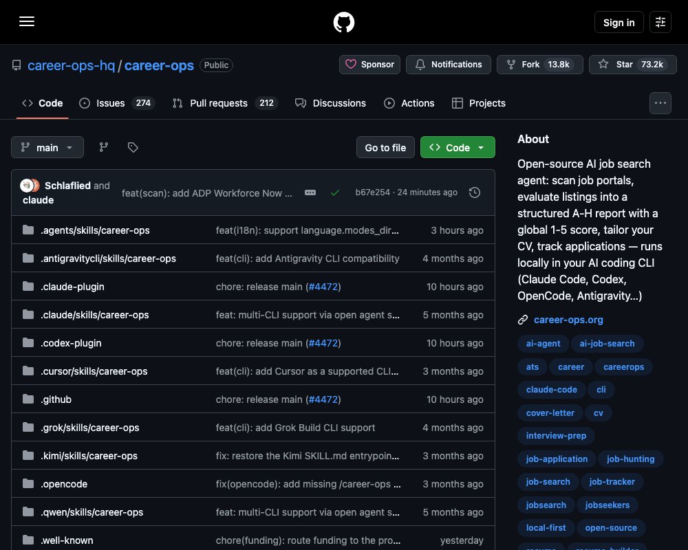 career-ops — open-source AI-агент поиска работы, который живёт прямо в вашем AI-CLI