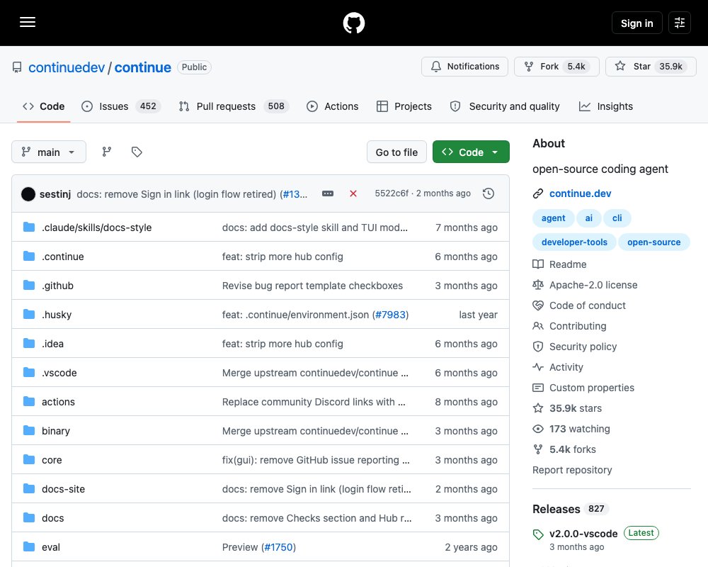 Continue — open-source coding agent для IDE и CLI