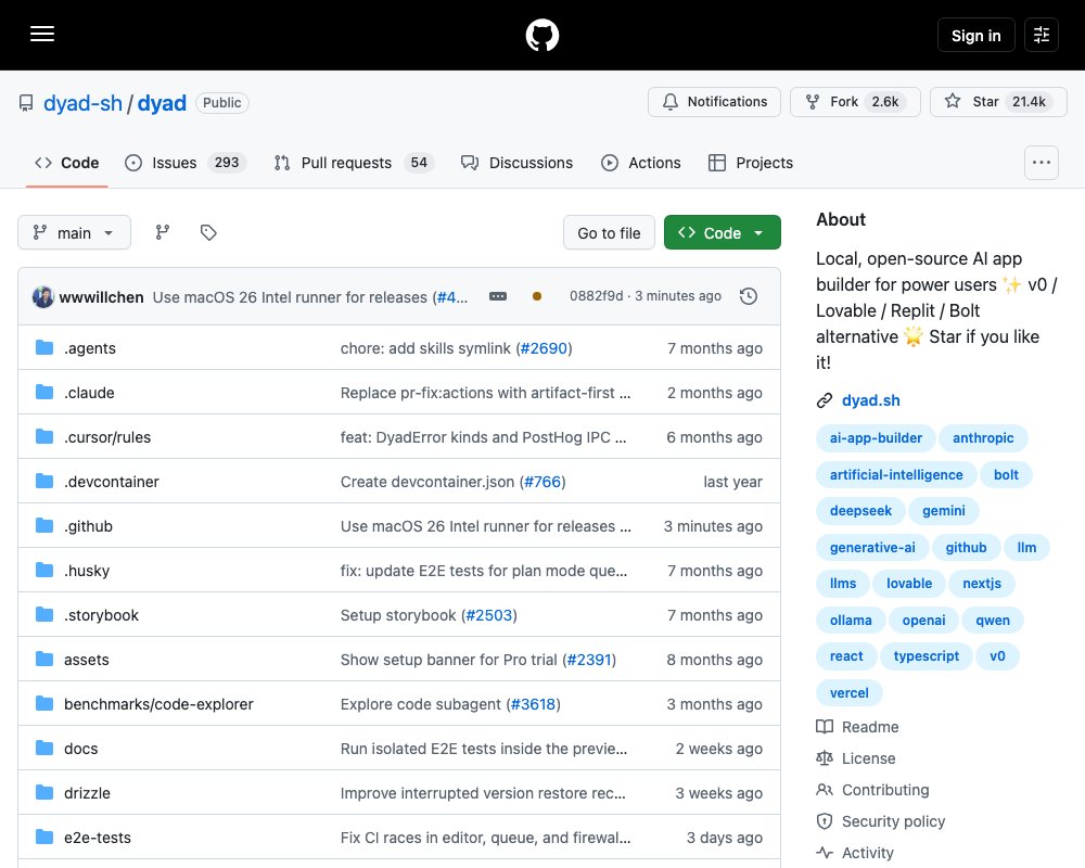 Dyad — локальный open-source AI-билдер приложений: альтернатива Lovable, v0 и Bolt, которая работает на вашей машине
