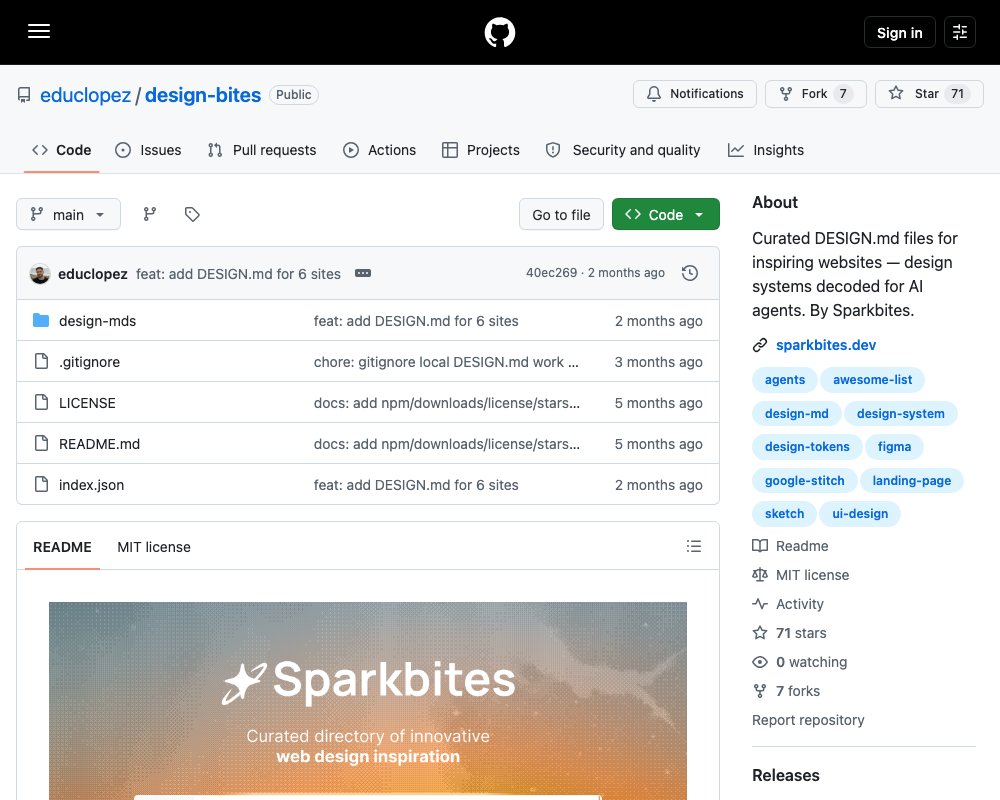 design-bites — 270+ дизайн-систем в формате DESIGN.md для AI-агентов