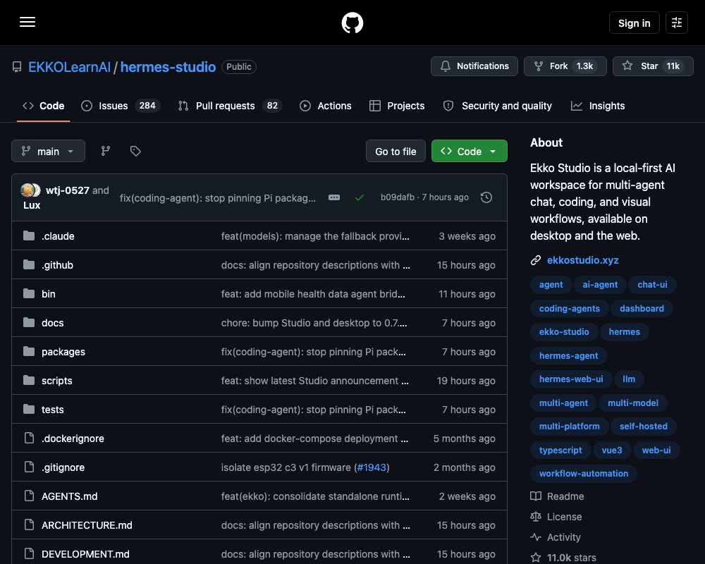 Ekko Studio — local-first AI-воркспейс для мультиагентного чата, кодинга и визуальных workflow