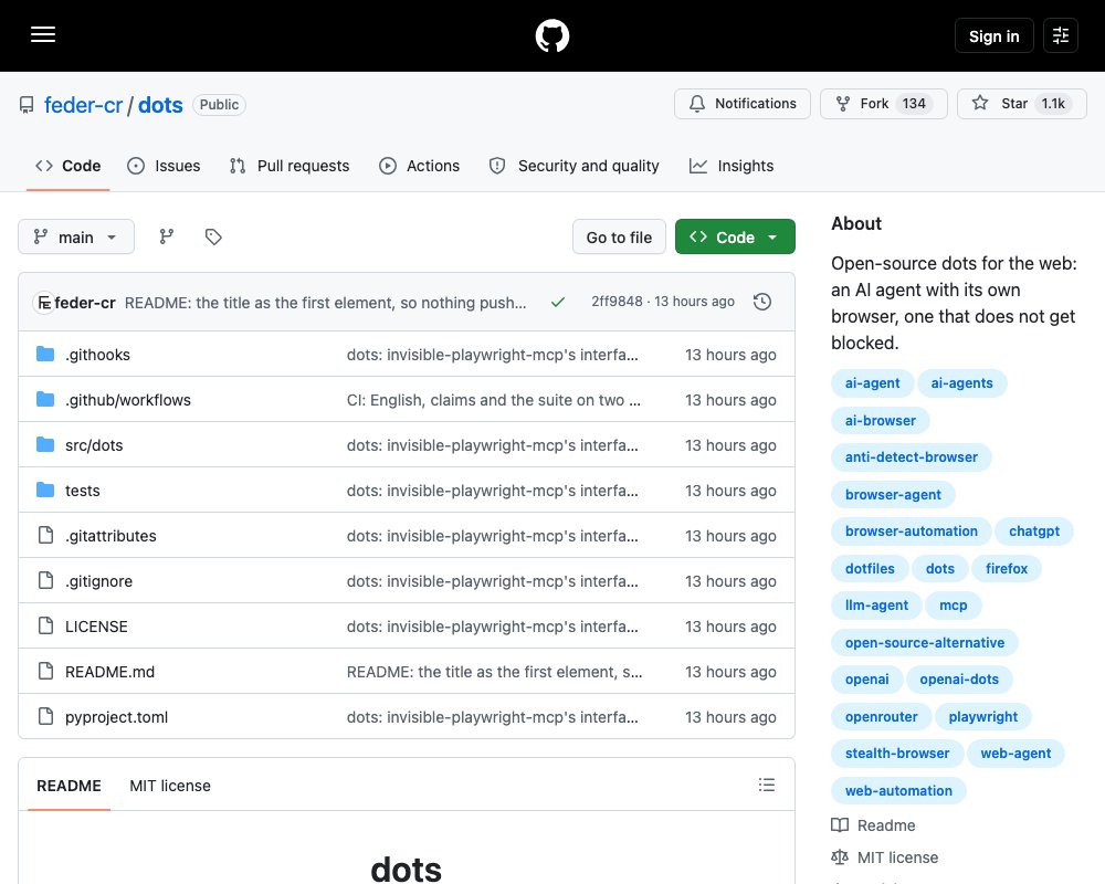 dots — открытый веб-агент с браузером, который не блокируют