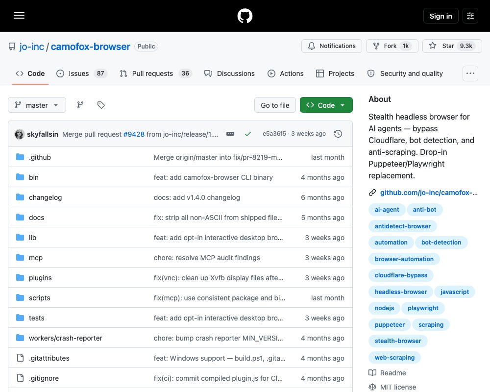 Camofox Browser — антидетект-браузер для AI-агентов на базе Camoufox