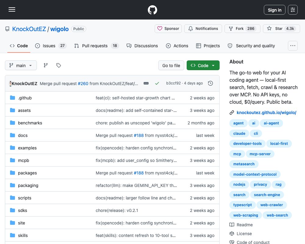 wigolo — локальный веб-интеллект для AI-агентов без API-ключей и облака