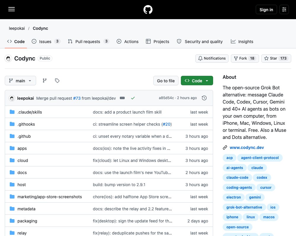 Codync — агенты кодинга как переписывающиеся боты, управление с телефона