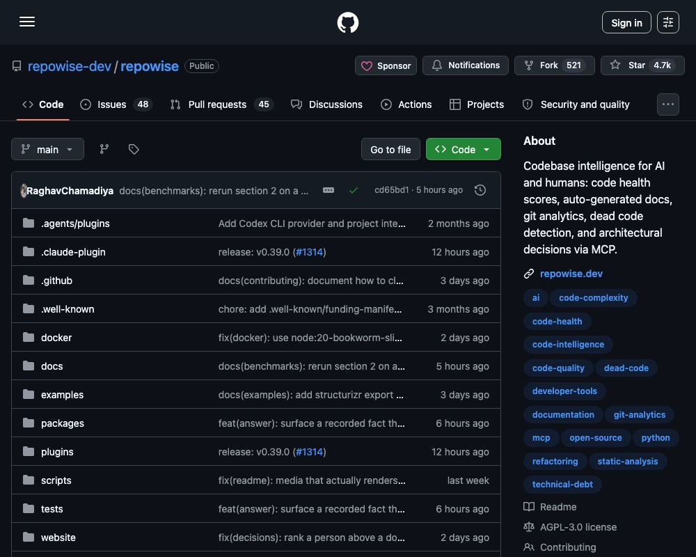 repowise — слой интеллекта над кодовой базой для AI-агентов