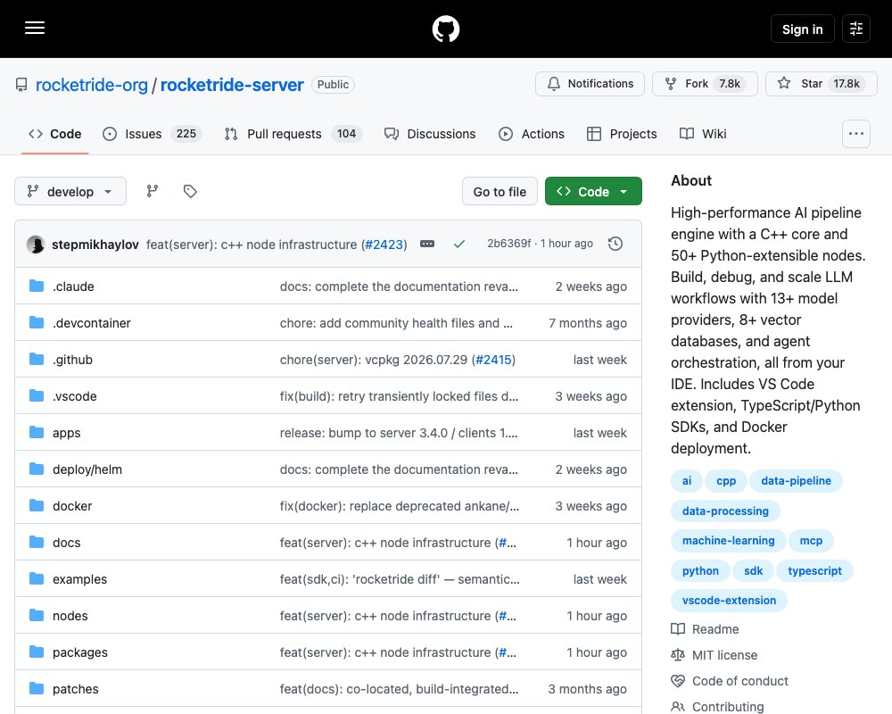 RocketRide — открытая среда для сборки AI-пайплайнов прямо в IDE
