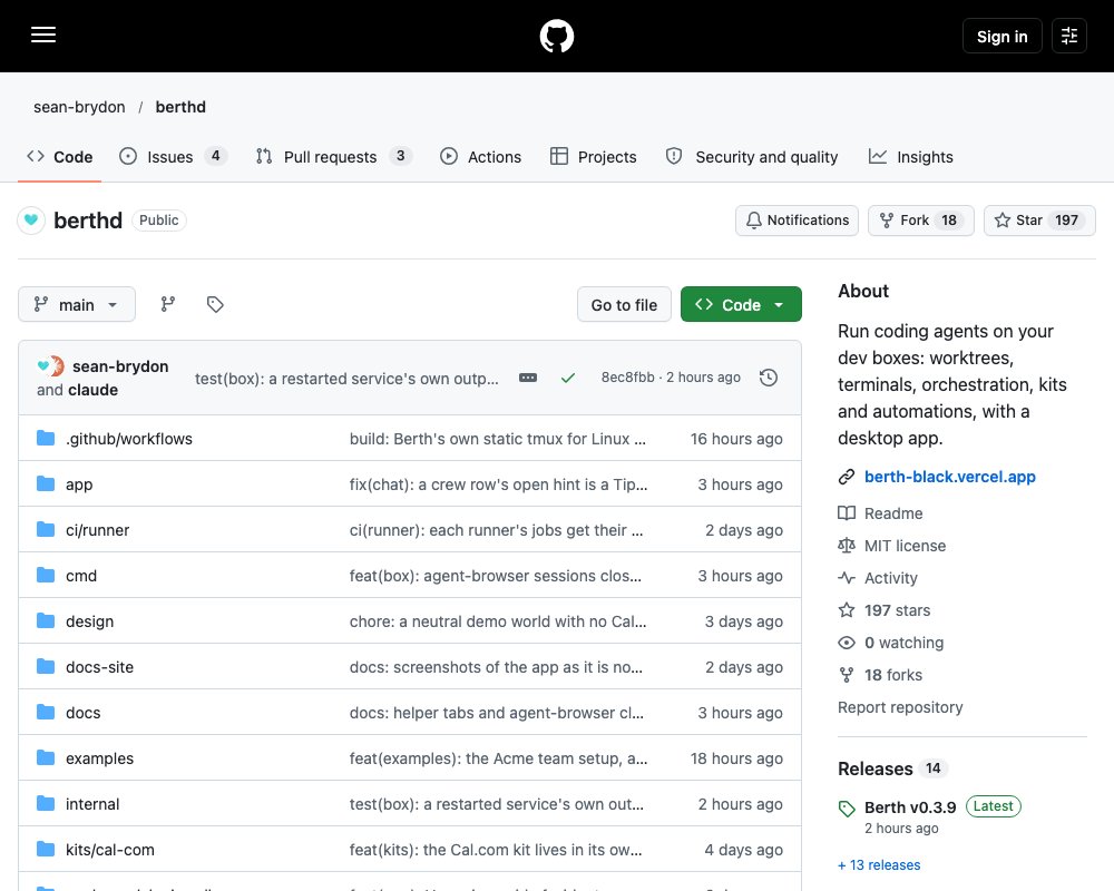 Berth — кодовые агенты на удалённых машинах: worktree'ы, терминалы, оркестрация