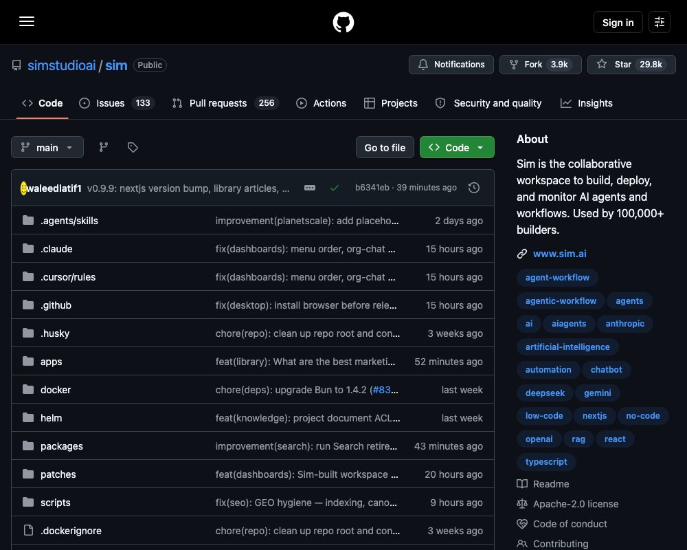 Sim — open-source платформа для сборки и запуска AI-агентов