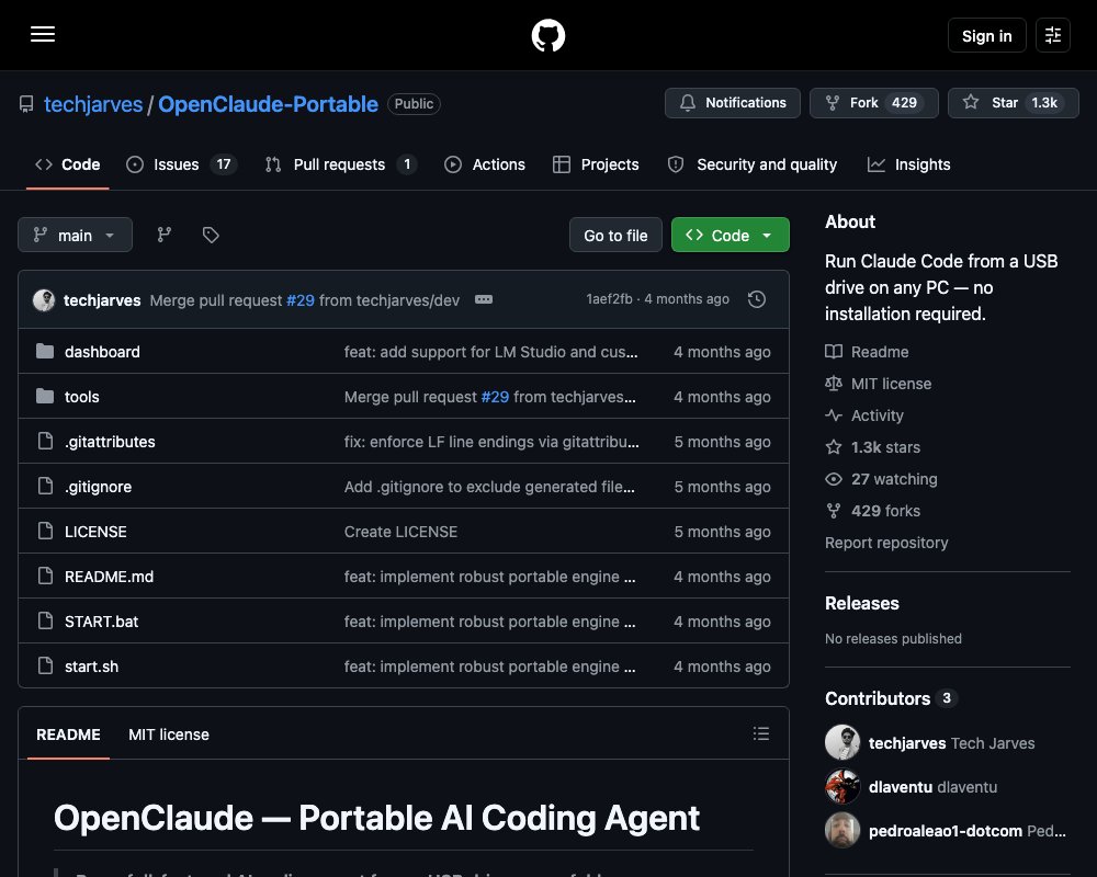 OpenClaude Portable — AI-агент для кода, который запускается с USB-флешки