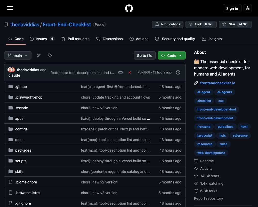 Front-End Checklist — 386 правил качества фронтенда для людей и AI-агентов