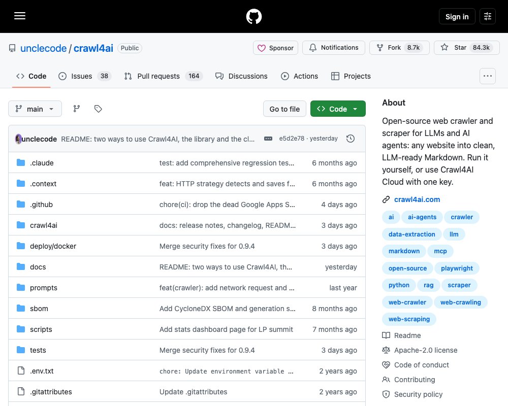 Crawl4AI: открытый веб-краулер, который отдаёт страницы в виде Markdown для LLM