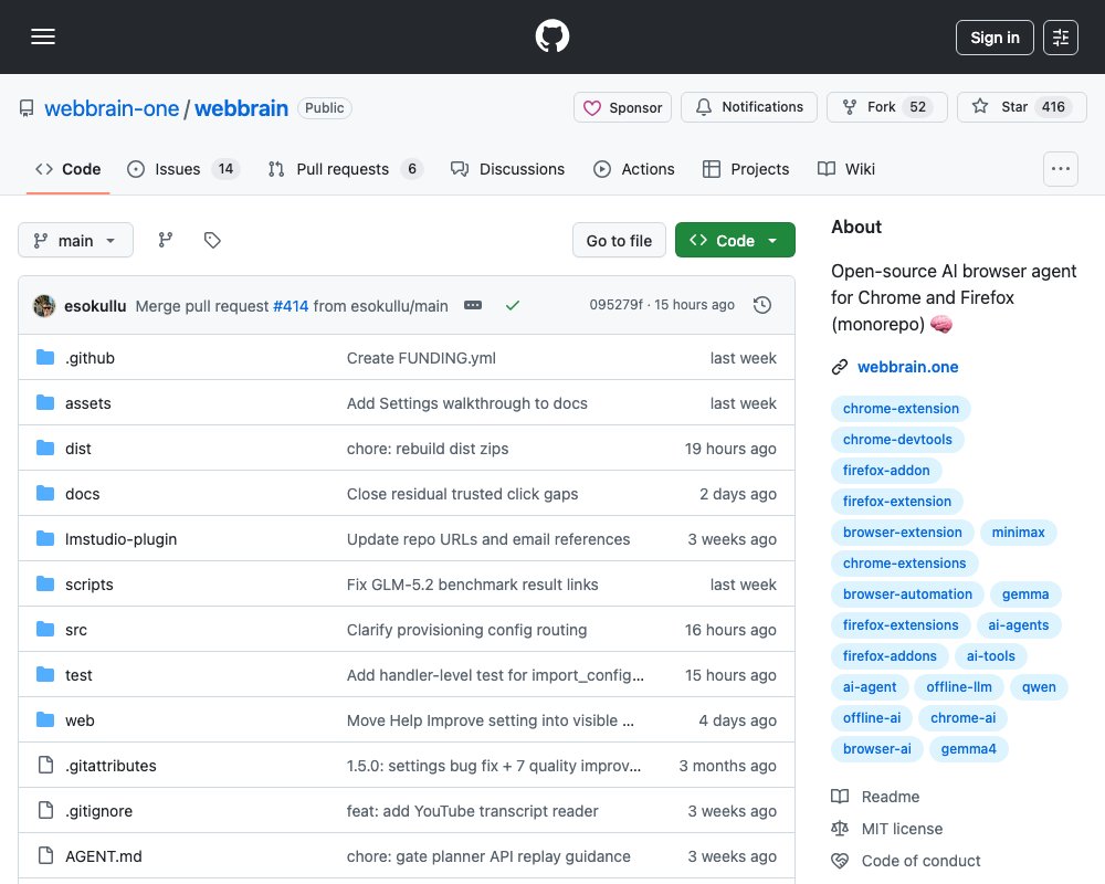 WebBrain — открытый AI-браузерный агент для Chrome и Firefox